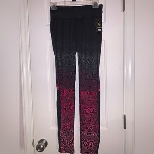CodeFit Yoga/Workout leggings with mesh cutouts ombré Pink, Red, Grey and Black